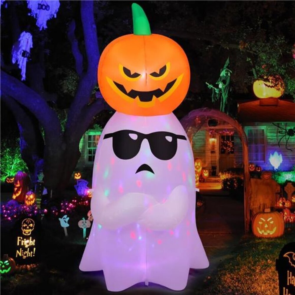 6.2 FT Halloween Inflatables Ghost with Pumpkin Outdoor Decorations Blow Up